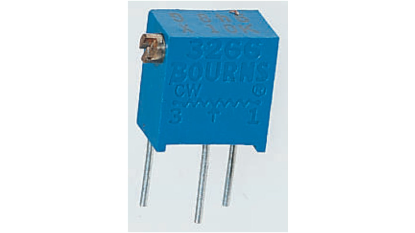 Potenciómetro para PCB Bourns serie 3266, 100Ω máximo, ±10%, ±100ppm/°C, 0.25W, vueltas: 12, Montaje en orificio pasante