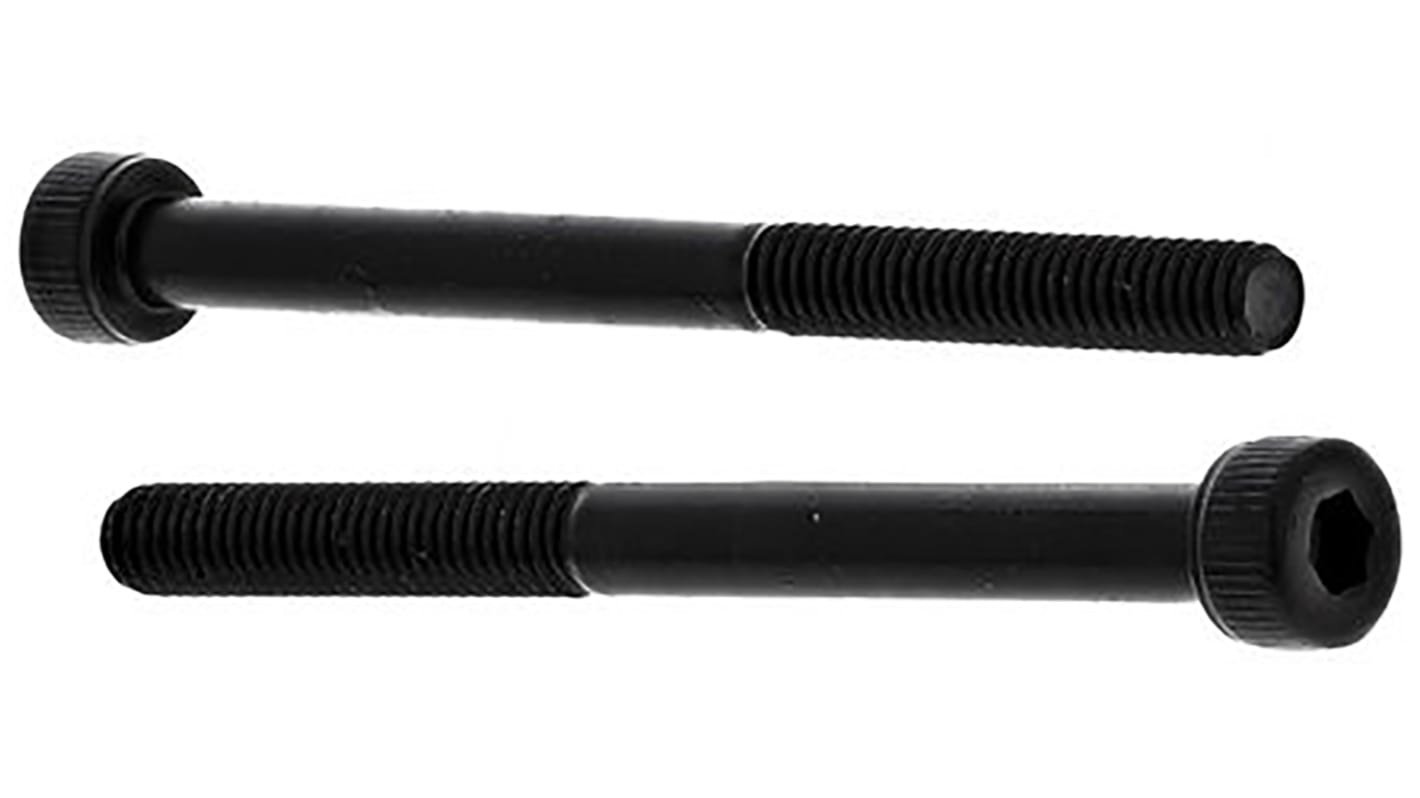Imbuszcsavar, Fekete, saját szín felületű Acél, Hatlapú belső kulcsnyílású sapkacsavar, No. 8 x 10mm 32mm