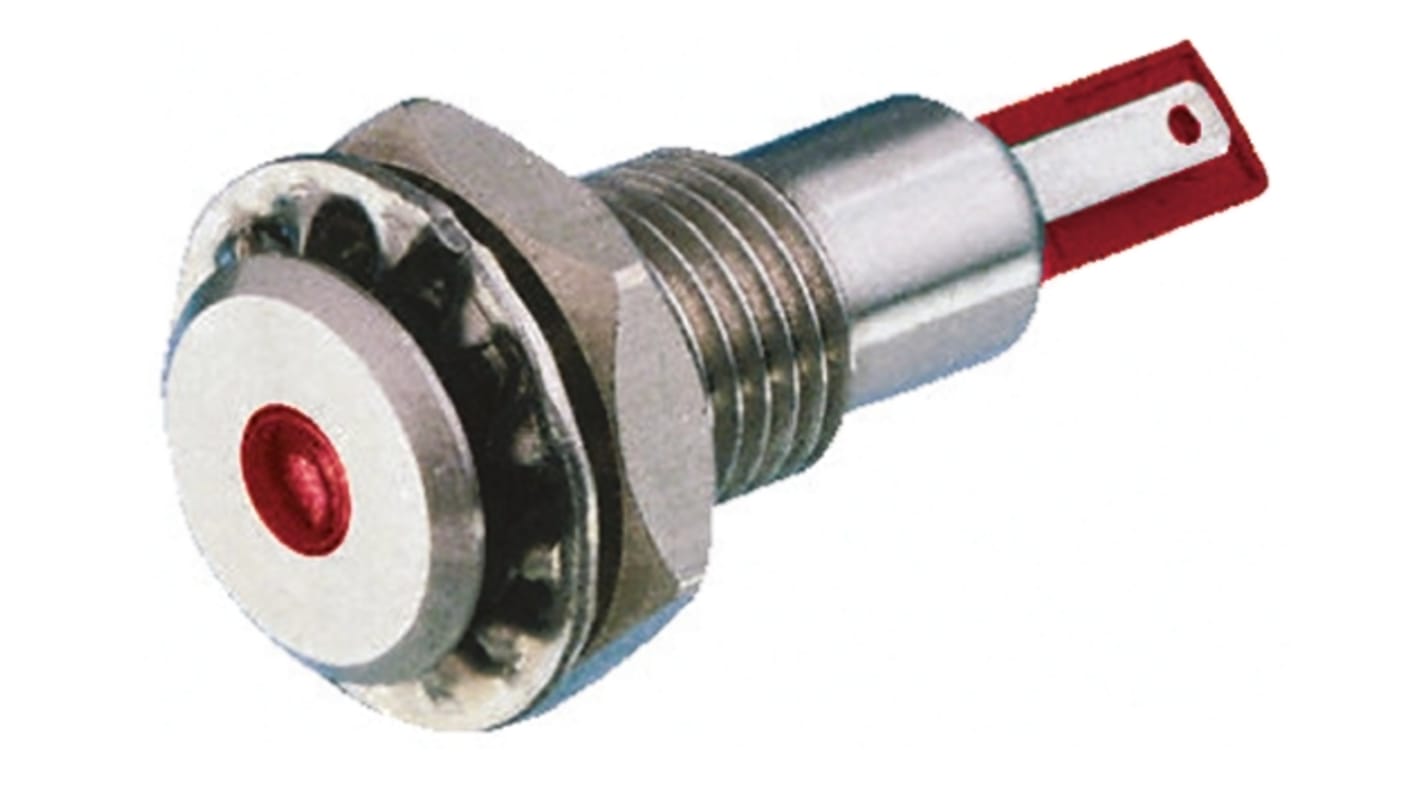 Indicador LED Bulgin, Rojo, lente rebajada, Ø montaje 12.2mm, 12V dc, 30mA, 2000mcd, IP67