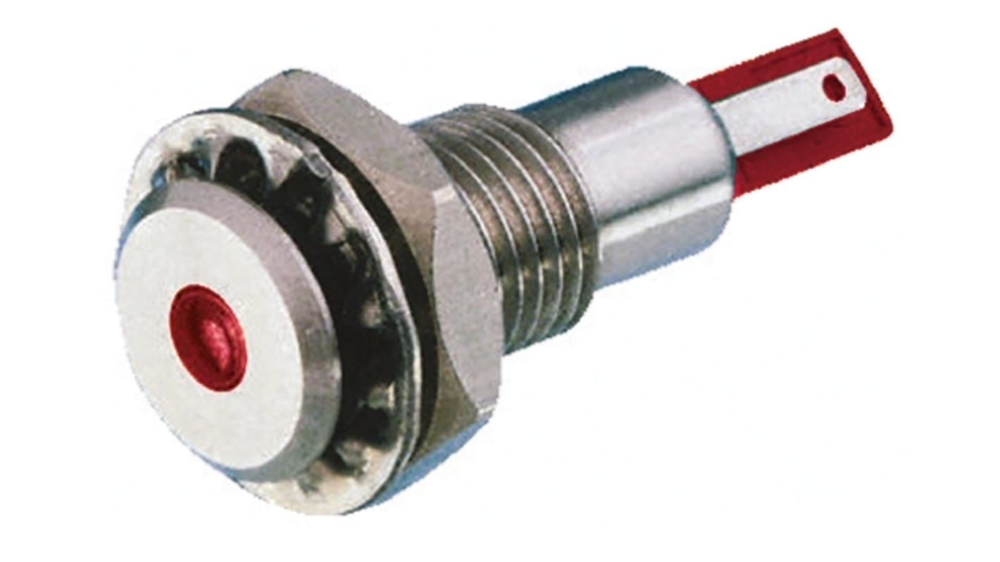 Bulgin Red Panel Mount Indicator, 12V dc, 12.2mm Mounting Hole Size, Solder Tab Termination, IP67