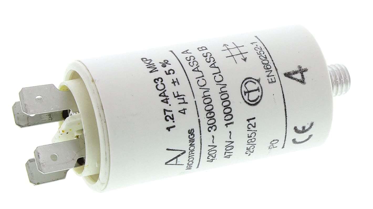 KEMET C27 Metallised Polypropylene Film Capacitor, 470V ac, ±5%, 4μF, Chassis Mount