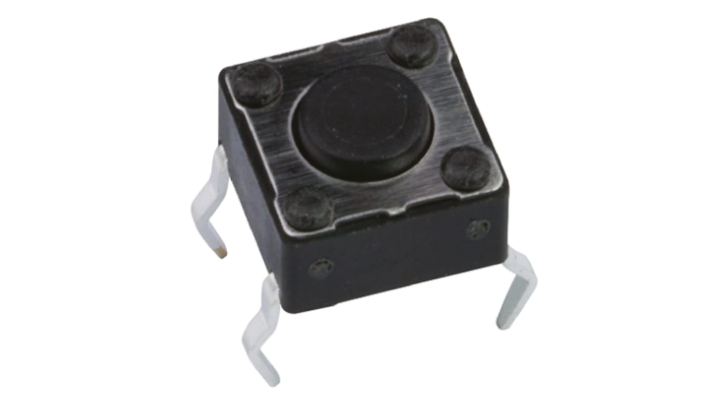 APEM Black Button Tactile Switch, SPST 50 mA @ 12 V dc 6mm