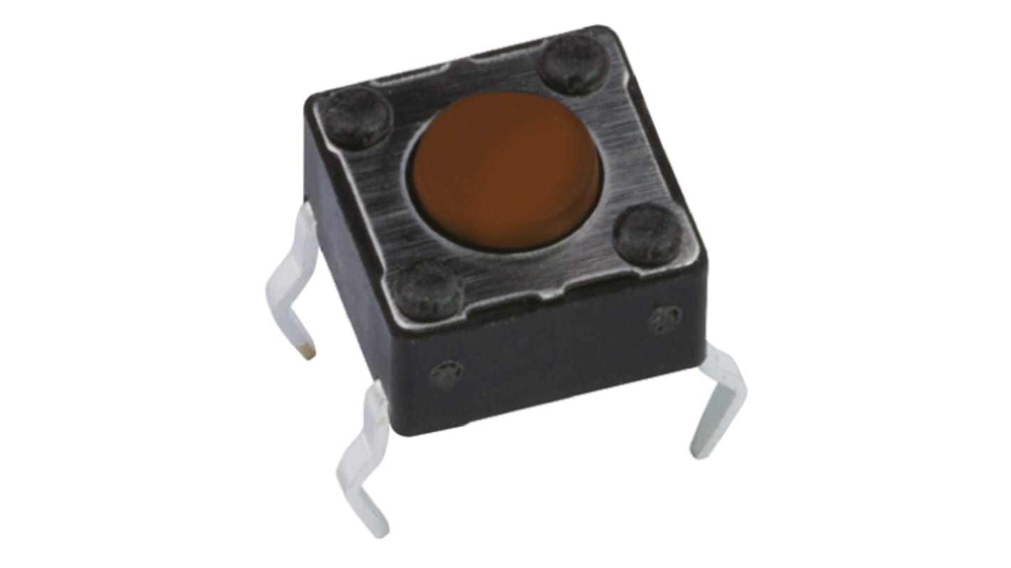 Brown Button Tactile Switch, SPST 50 mA @ 12 V dc 1.5mm