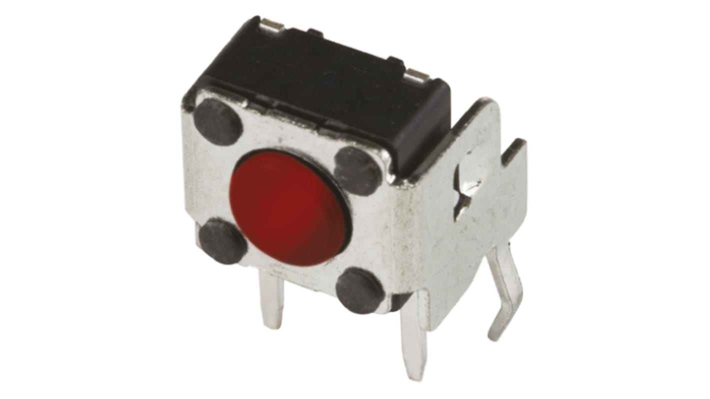 APEM Red Button Tactile Switch, SPST 50 mA @ 12 V dc 1.3mm