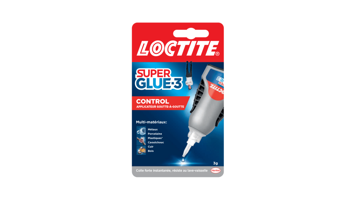 Super Glue Loctite Liquide Transparent, Bouteille, 3 g, Super Glue3 Control