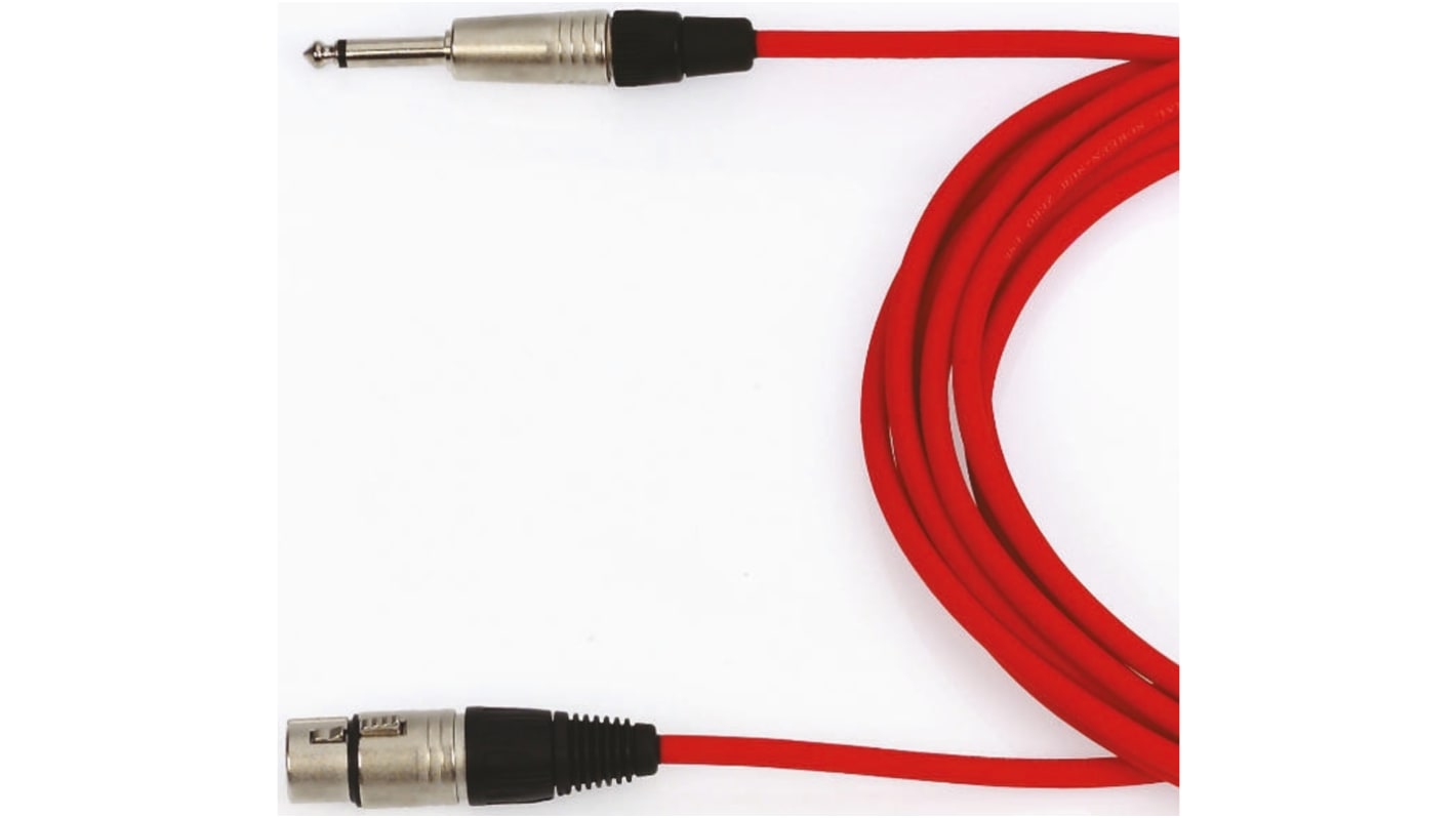 Cavo XLR preassemblato Van Damme XLR a 3 pin Presa mono da 6,35 mm, 5m, Rosso