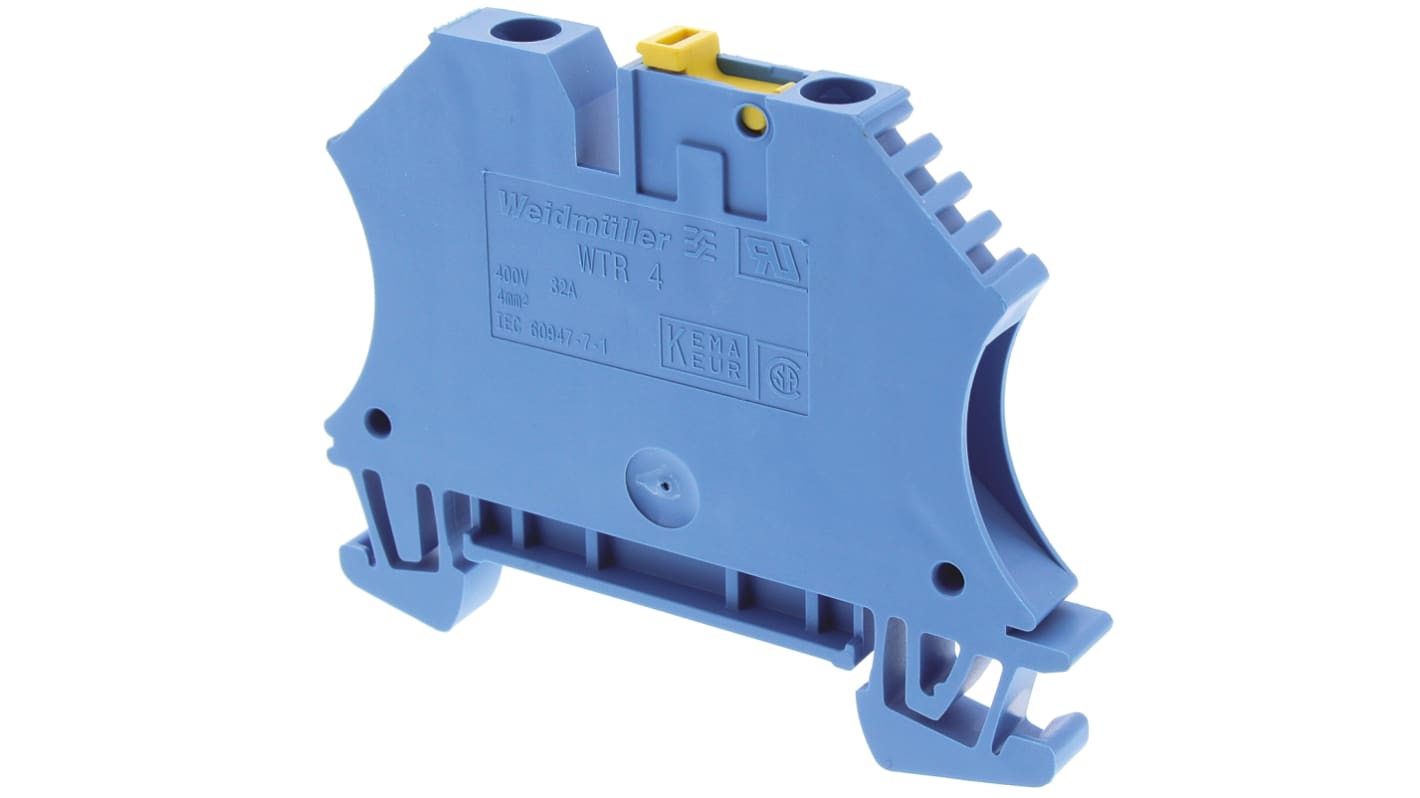 Weidmüller WTR Series Blue Disconnect Terminal Block, 4mm², Single-Level, Screw Termination