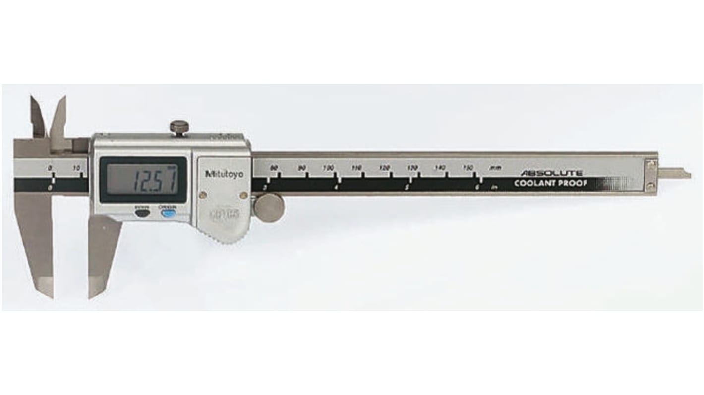 Mitutoyo 150mm, 6in Digital Caliper Caliper 0.01 mm Resolution, Imperial, Metric With UKAS Calibration