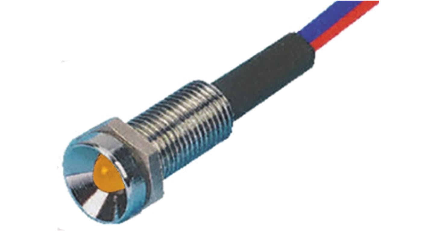 Tranilamp パイロットランプ, 12V dc, オレンジ, 実装ホールサイズ:6.4mm, LMR6/12DC/3 AMBER