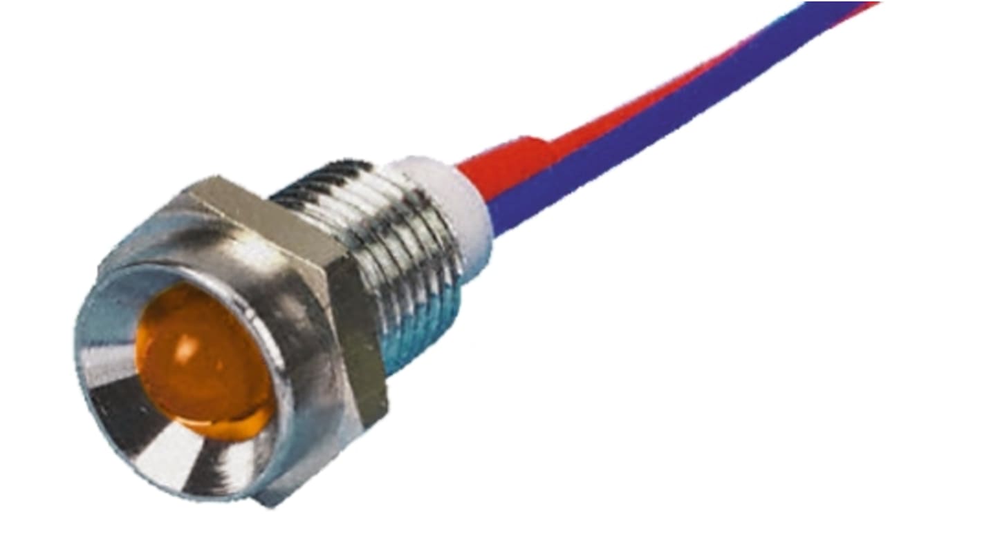 Tranilamp Orange Indicator, 24V ac, 9.5mm Mounting Hole Size, Lead Wires Termination