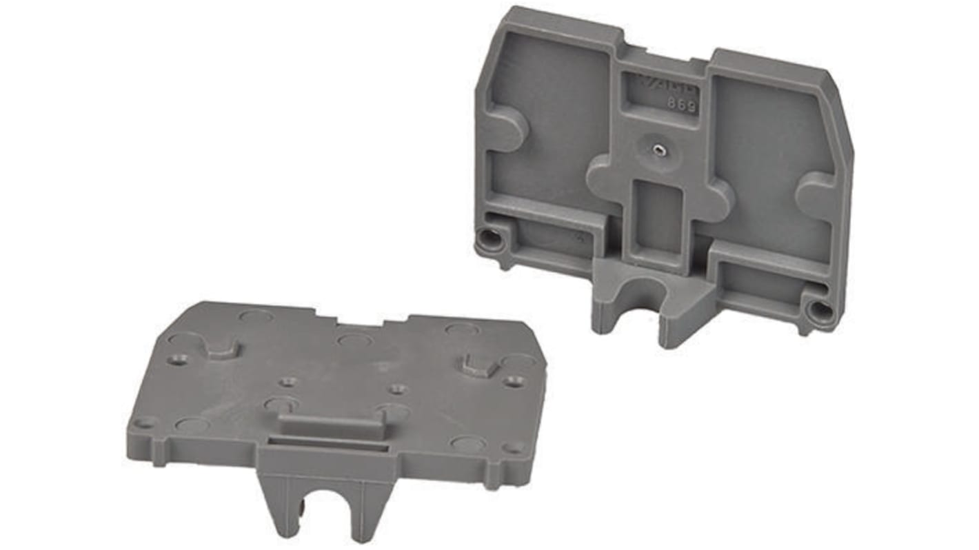 Wago 869 Series End Plate with M4 Mounting Flange for Use with 869 Series Terminal Blocks