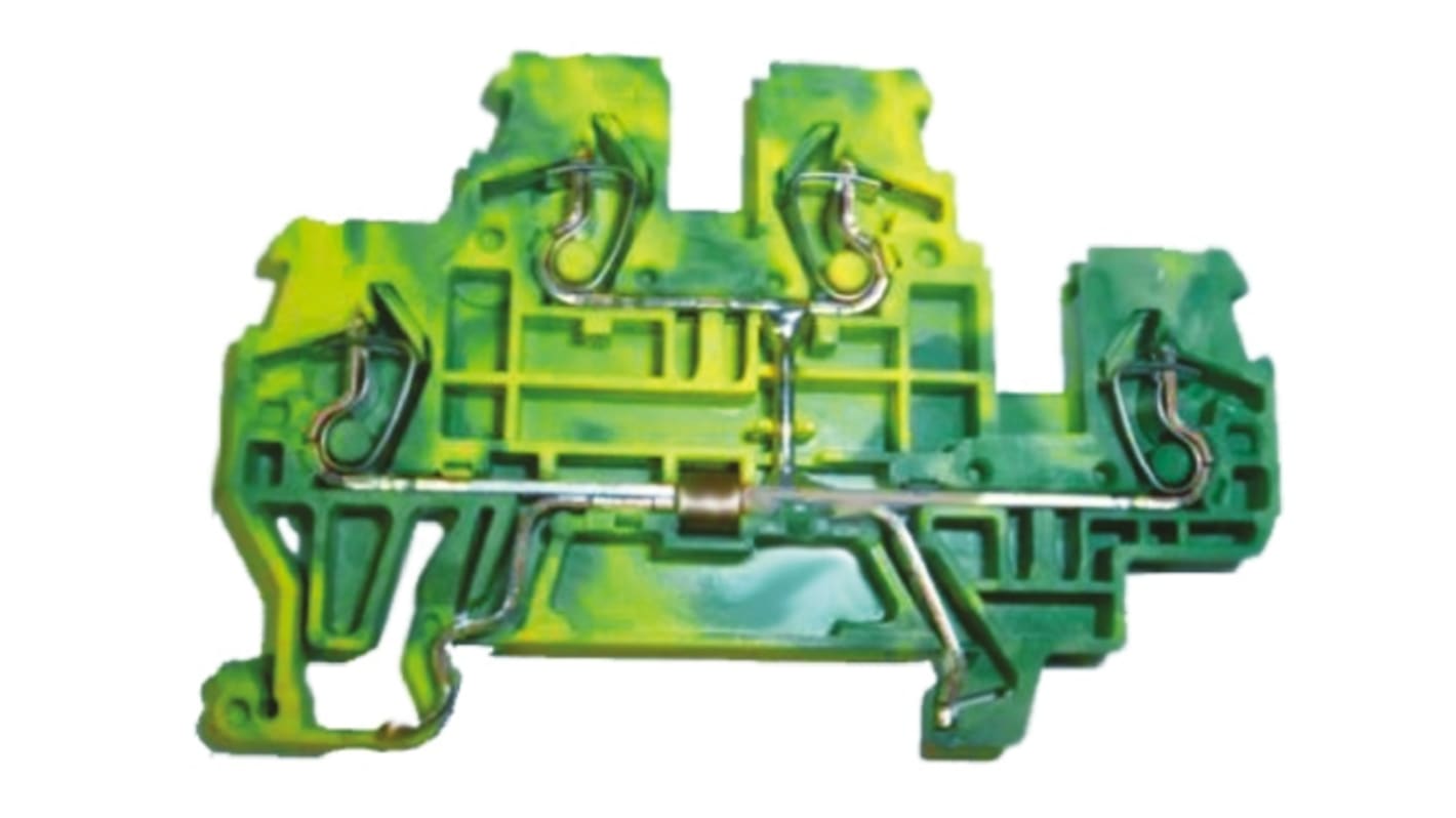 Wago 870 Series Green/Yellow Earth Terminal Block, 2.5mm², Double-Level, Cage Clamp Termination