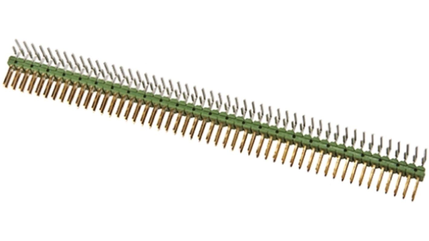 Regleta de pines Ángulo de 90° TE Connectivity serie AMPMODU MOD II de 100 vías, 2 filas, paso 2.54mm, para soldar,