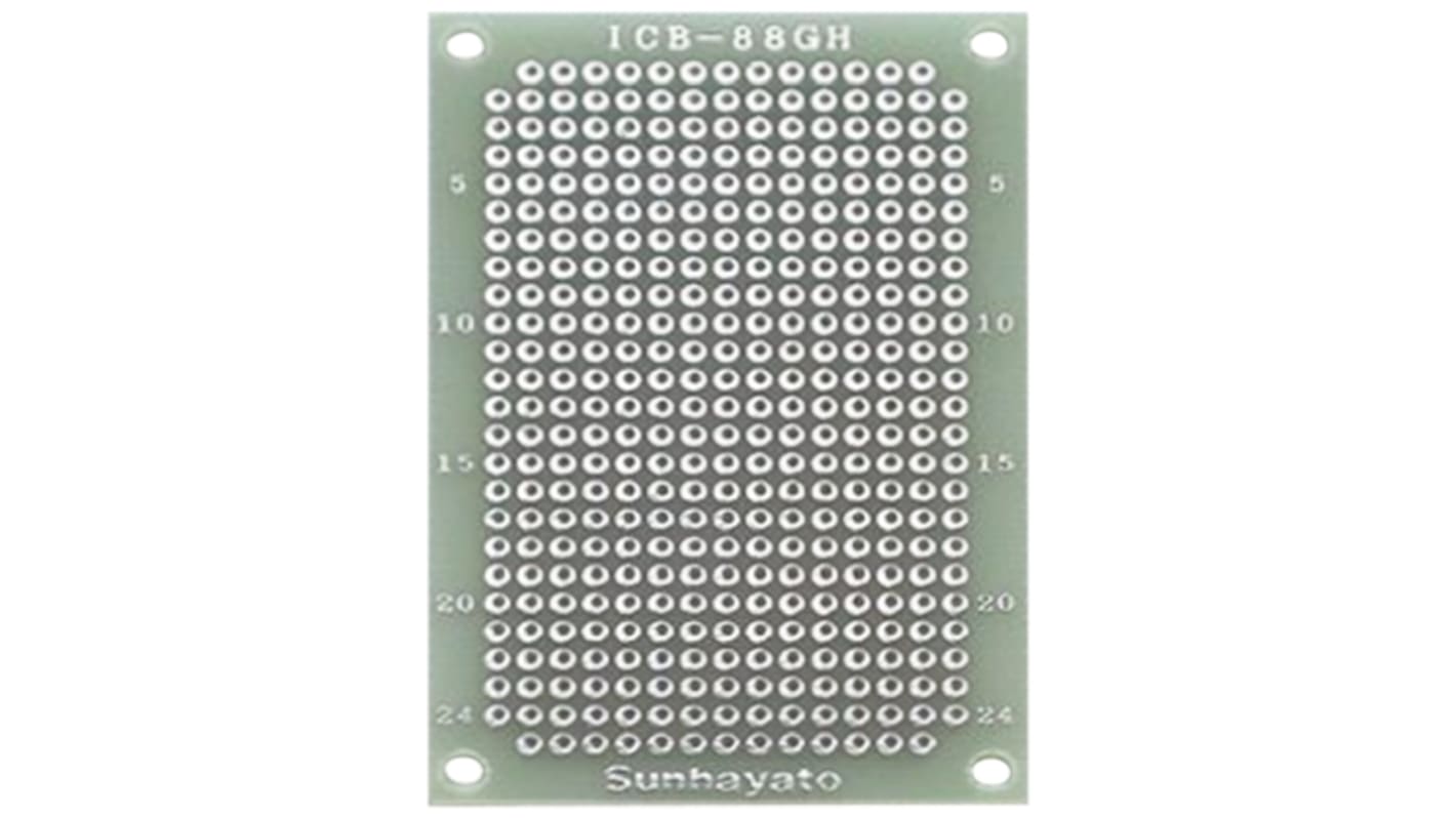 Sunhayato Double Sided Matrix Board 0.9mm Holes, 2.54 x 2.54mm Pitch, 72 x 47 x 1.2mm