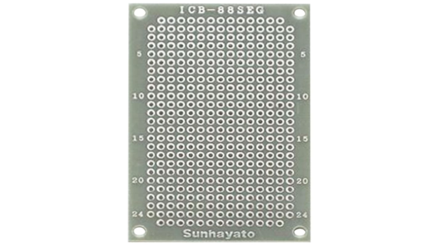 Sunhayato Double Sided Matrix Board 0.9mm Holes, 2.54 x 2.54mm Pitch, 72 x 47 x 1.2mm