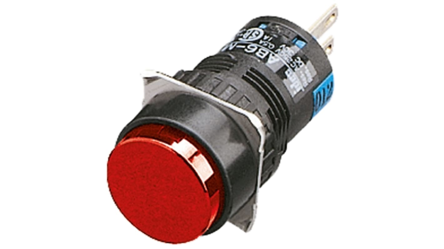 Interruptor de Botón Pulsador Idec, color de botón Rojo, SPDT, acción momentánea, 1 A a 120 V ac, 1 A a 24 V dc, 250V