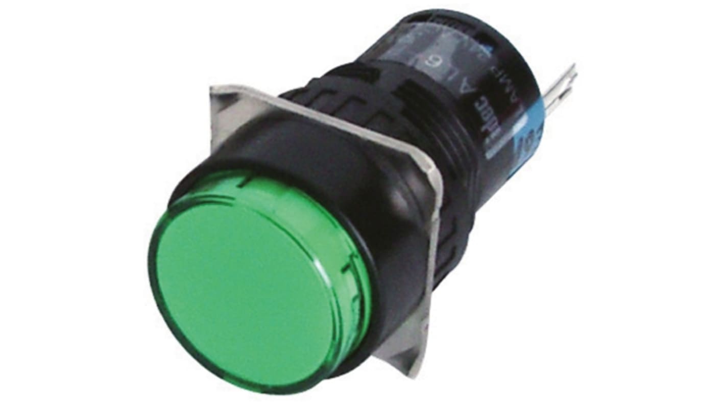 Voyant LED lumineux  Vert Idec, dia. 16mm