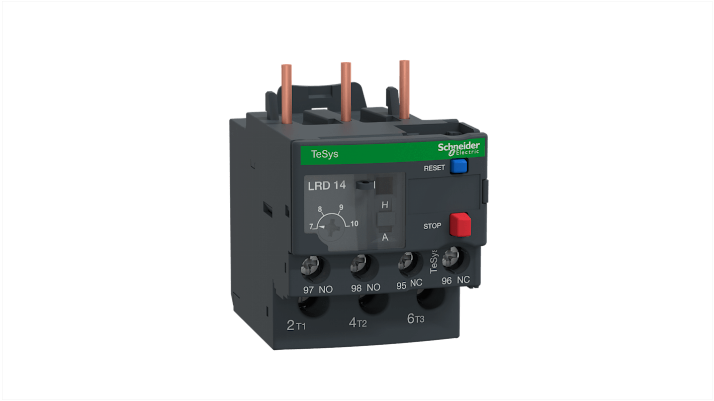 LRD14 Schneider Electric LRD Overload Relay 1NO + 1NC, 7 → 10 A F.L.C, 10 A Contact Rating, 3P