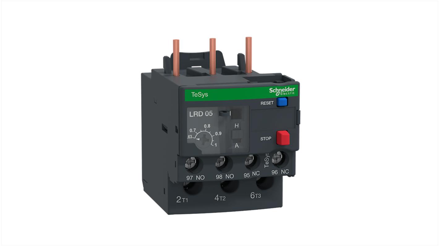 Schneider Electric LRD Overload Relay 1NO + 1NC, 0.63 → 1 A F.L.C, 1 A Contact Rating, 3P, TeSys