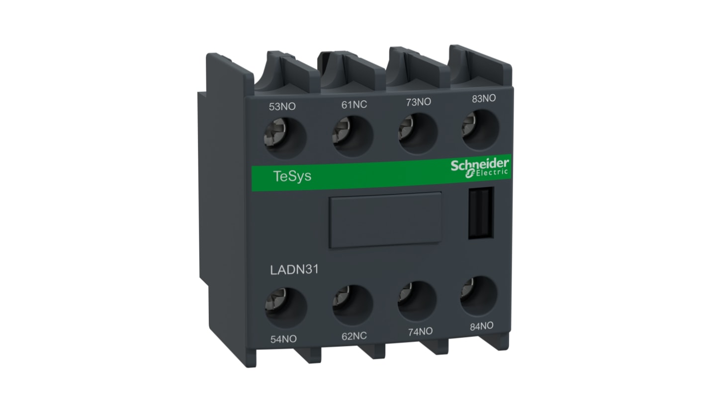 Bloque de contactos auxiliar Schneider Electric TeSys LADN, montaje: Front Mount, terminal: Screw, 1NC + 3NO, 10 A