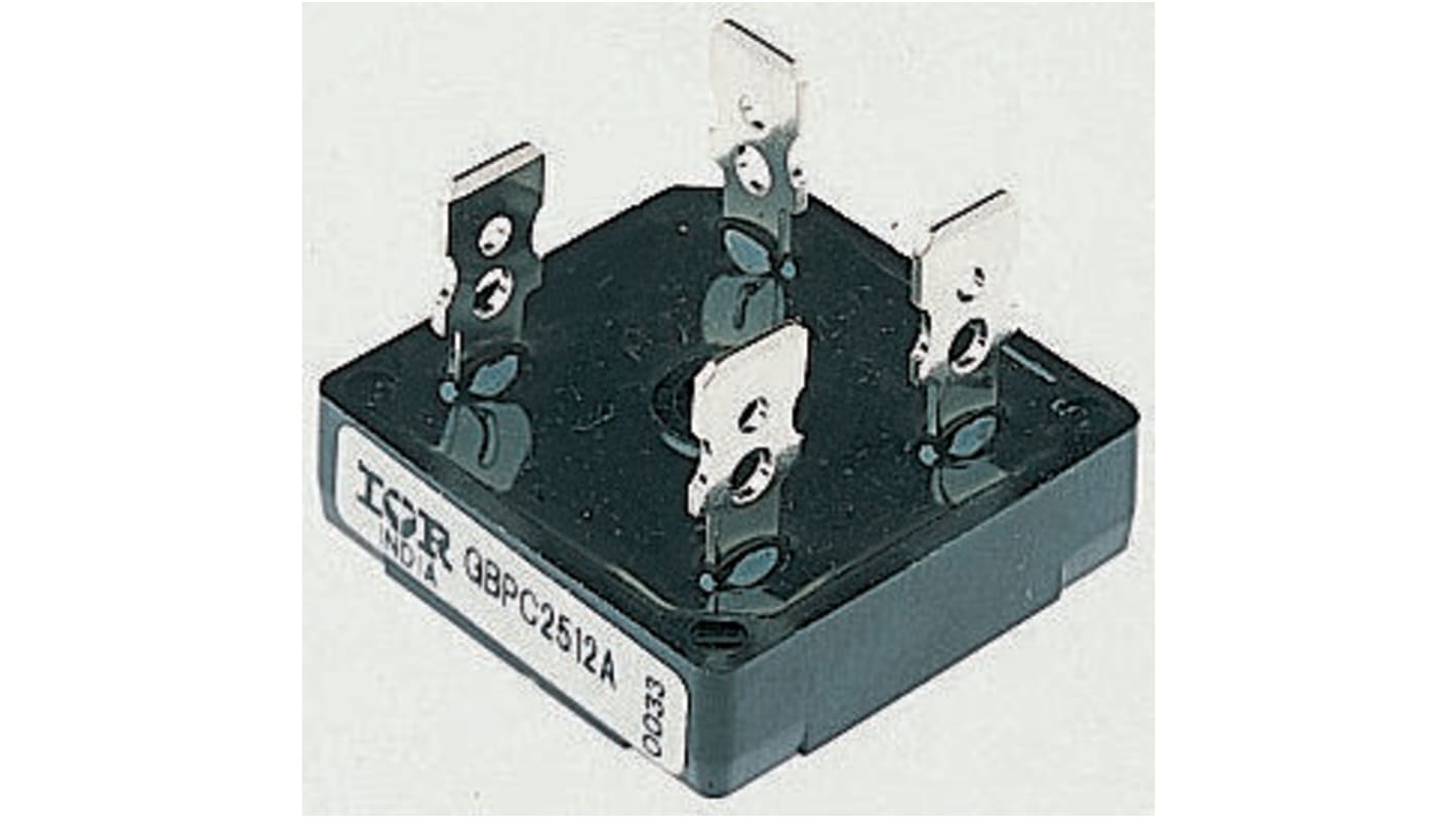 Vishay Brückengleichrichter, 1-phasig 25A 600V Schraubmontage 1.1V GBPC-A 4-Pin 5μA Siliziumverbindung