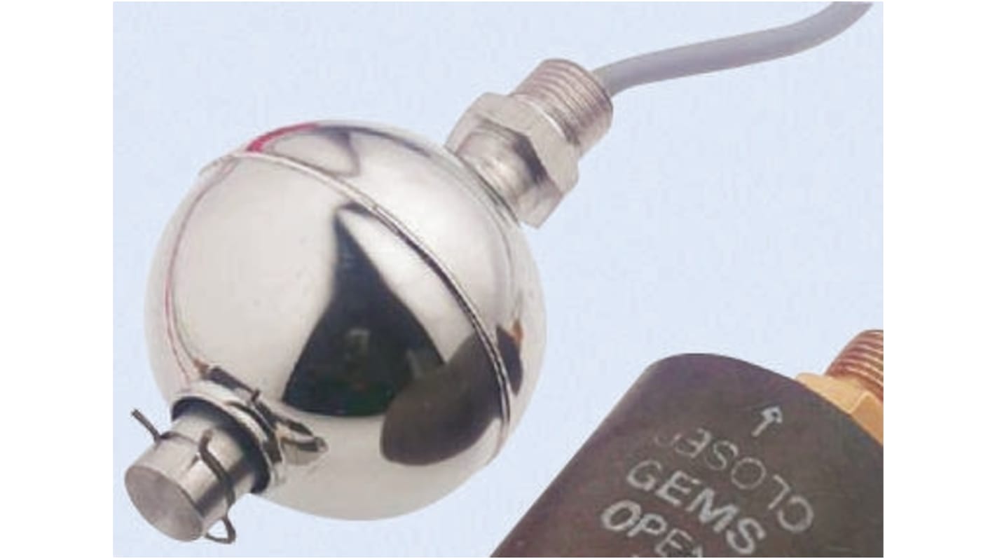 Interruptor de flotador Gems Sensors de Acero inoxidable, con salida Relé, cable de 1m, montaje Horizontal, vertical