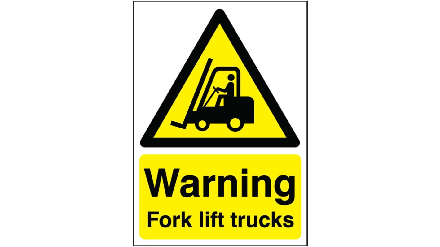 RS PRO biztonsági táblák Fekete,/sárga Vinil, Warning Fork Lift Trucks-Text