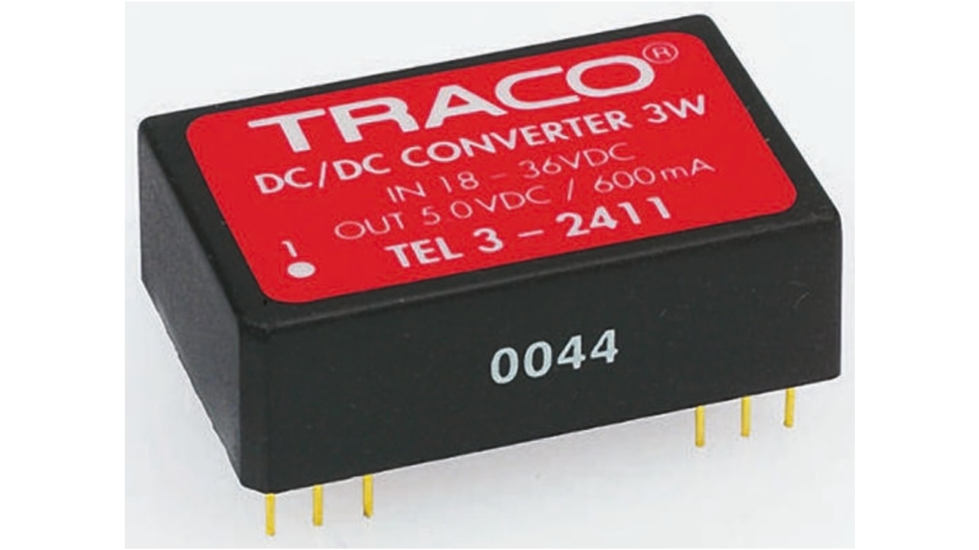 TRACOPOWER TEL 3 DC-DC Converter, ±15V dc/ ±100mA Output, 36 → 75 V dc Input, 3W, Through Hole, +85°C Max Temp