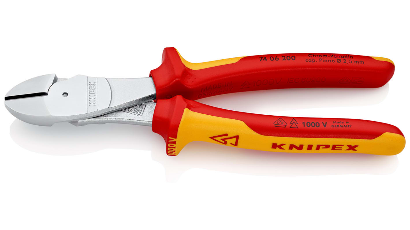 Knipex Oldalvágók 200 mm Króm vanádium elektromos acél, 4.2mm vágóképesség 74 06