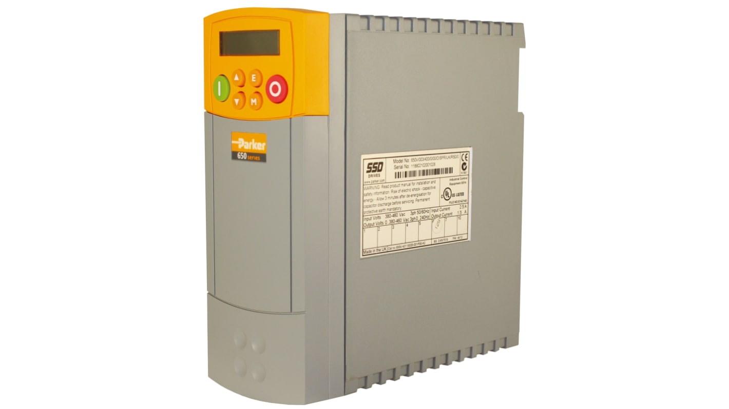 Parker Inverter Drive, 0.37 kW, 3 Phase, 400 V ac, 1.5 A, AC650 Series