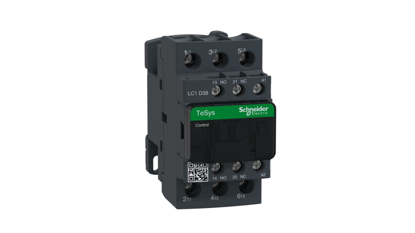 Contattore Controllo motori Schneider Electric, serie LC1D, 3 poli, 3 NA, 38 A, 18,5 kW, bobina 24 V c.a.