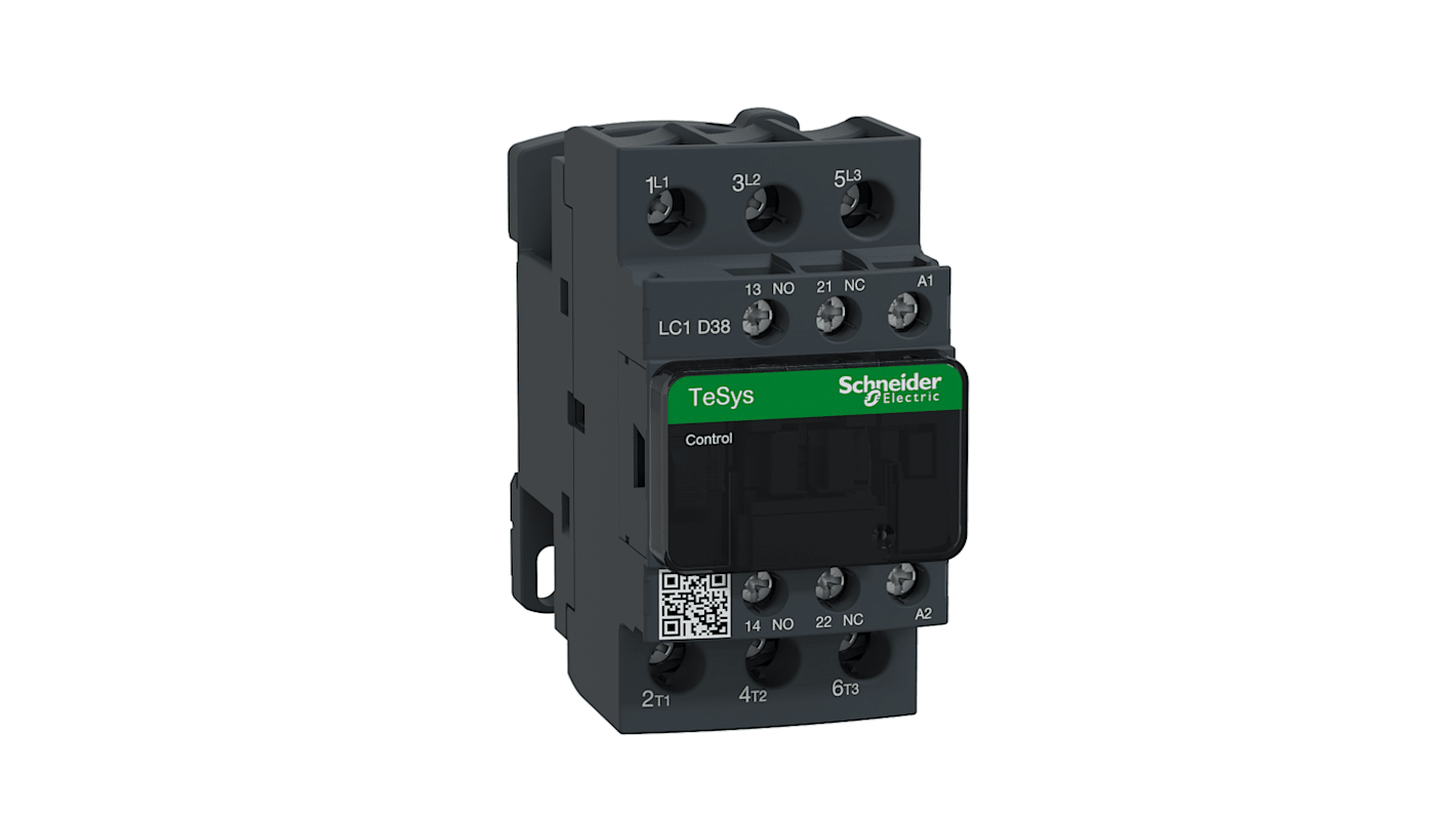 Schneider Electric LC1D Series Contactor, 400 V ac Coil, 3-Pole, 38 A, 18.5 kW, 3NO, 440 V ac