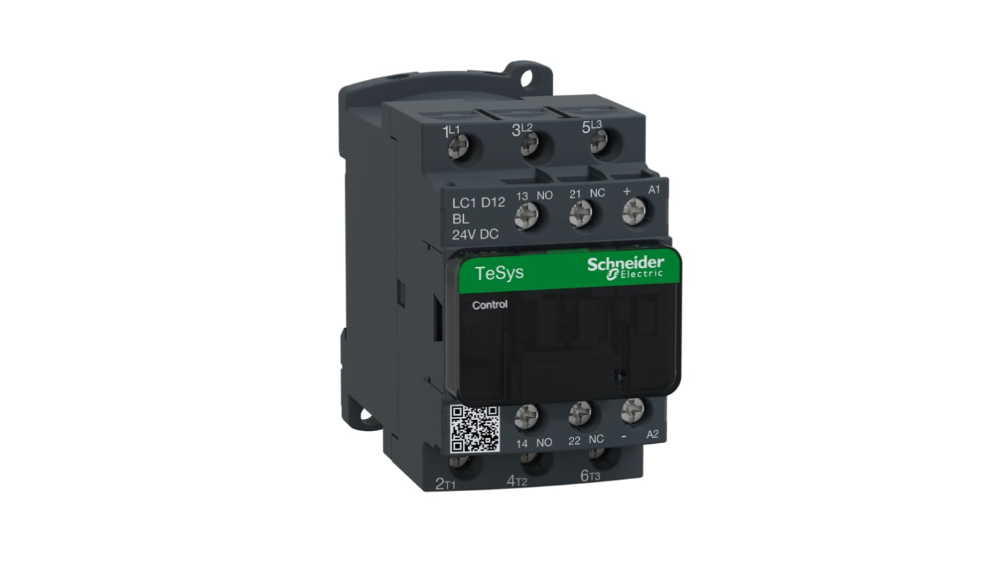 Schneider Electric LC1D Series Contactor, 24 V dc Coil, 3-Pole, 12 A, 5.5 kW, 3NO, 690 V ac