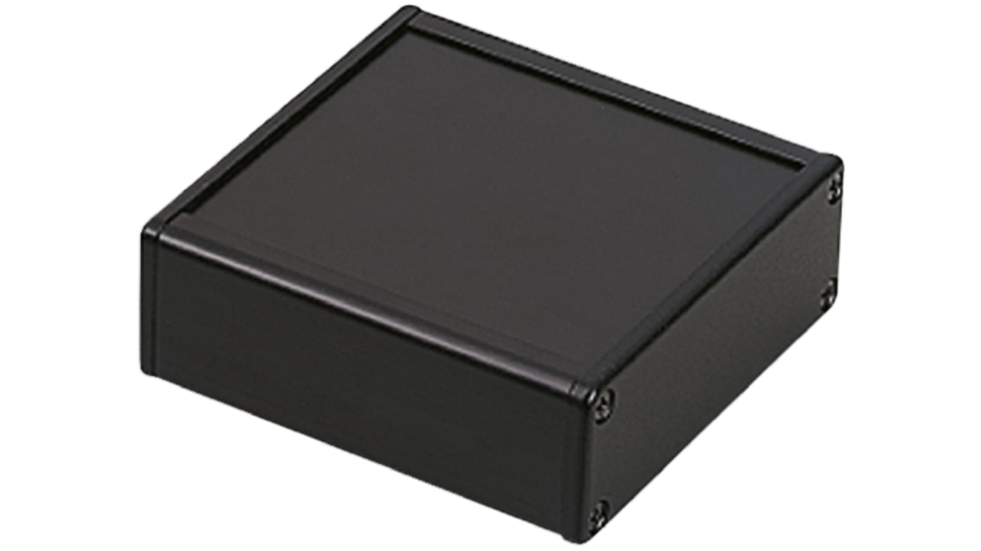 Takachi Electric Industrial CH Series Black Aluminium Enclosure, Black Lid, 55 x 110 x 140mm