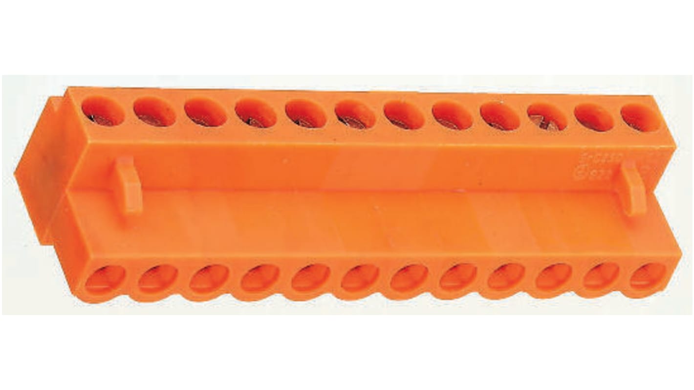 Borne enchufable para PCB Hembra a 90° Weidmüller de 15 vías, paso 5.08mm, 15A, de color Naranja, montaje de cable,