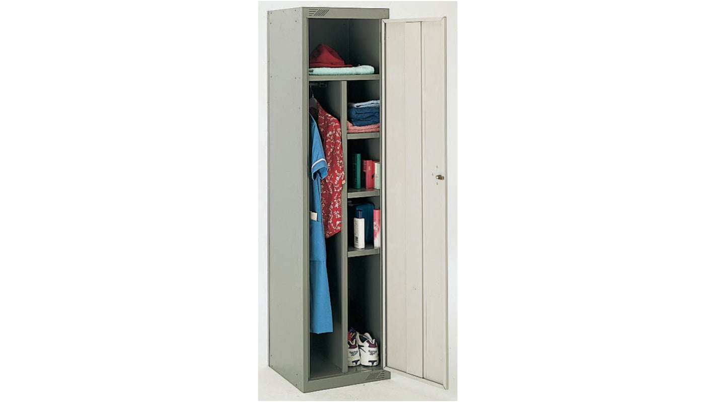 RS PRO 1 Door Steel Grey Locker, 1800 mm x 450 mm x 450mm