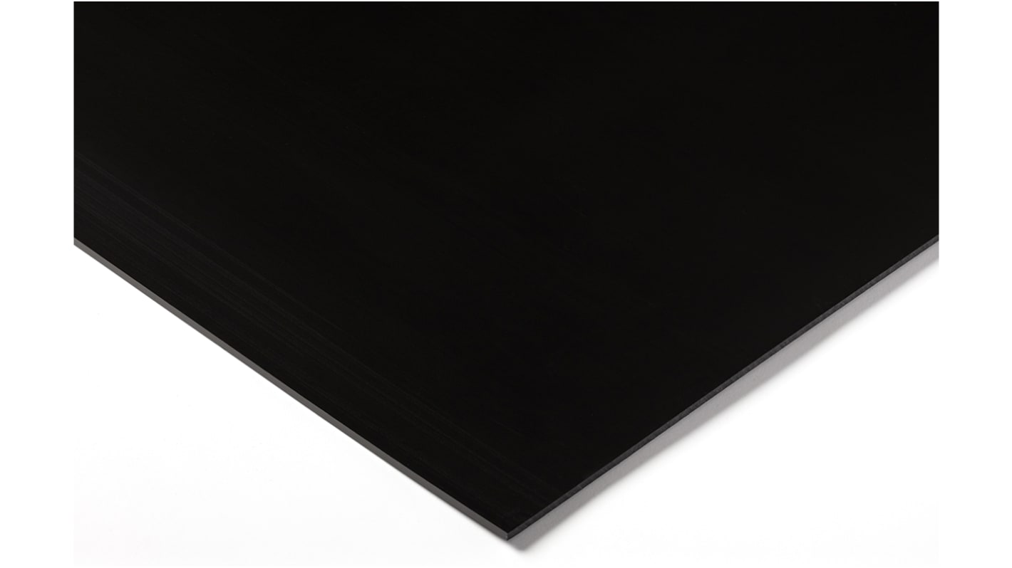 RS PRO PEHD Kunststoffplatte, Schwarz, 20mm x 500mm x 500mm / 0.95 → 0.96g/cm³ bis +80°C, Voll