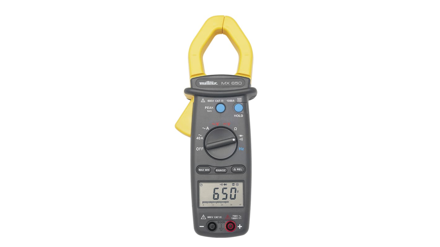 Metrix MX0650-Z Clamp Meter, Max Current 1000A ac CAT III 600V With UKAS Calibration