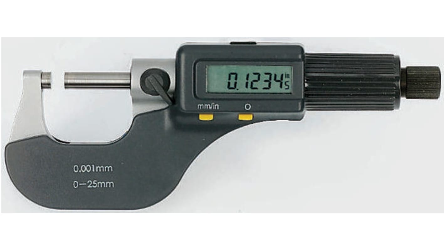 RS PRO Digital Mikrometer Außen-Messschraube  metrisch, zöllig, 0mm bis 25mm / ±0,004 mm