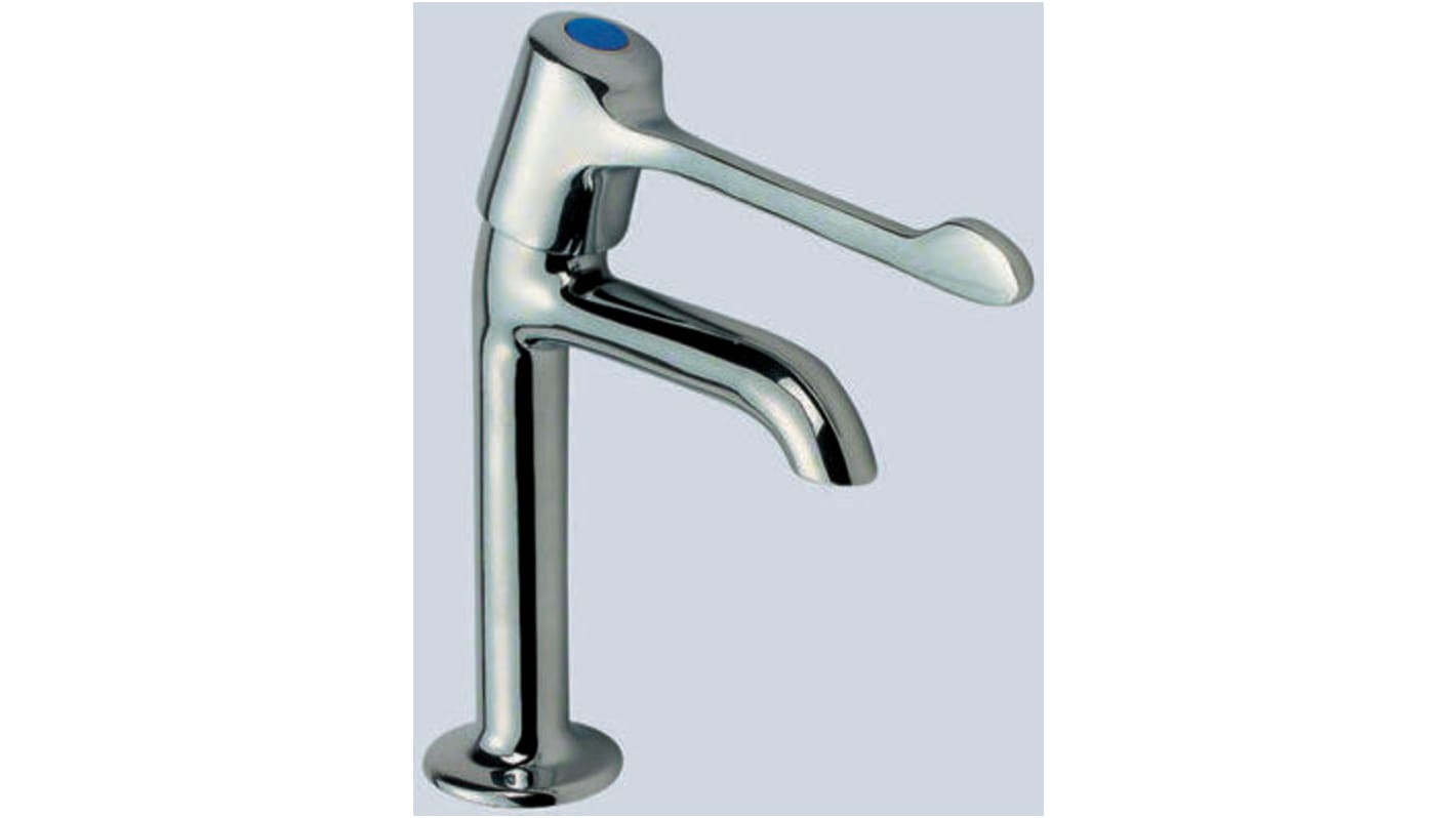 Pegler Yorkshire Chrome Plated Brass Quarter Turn Extended Lever Handle High Neck Cold Sink Tap, 1/2in