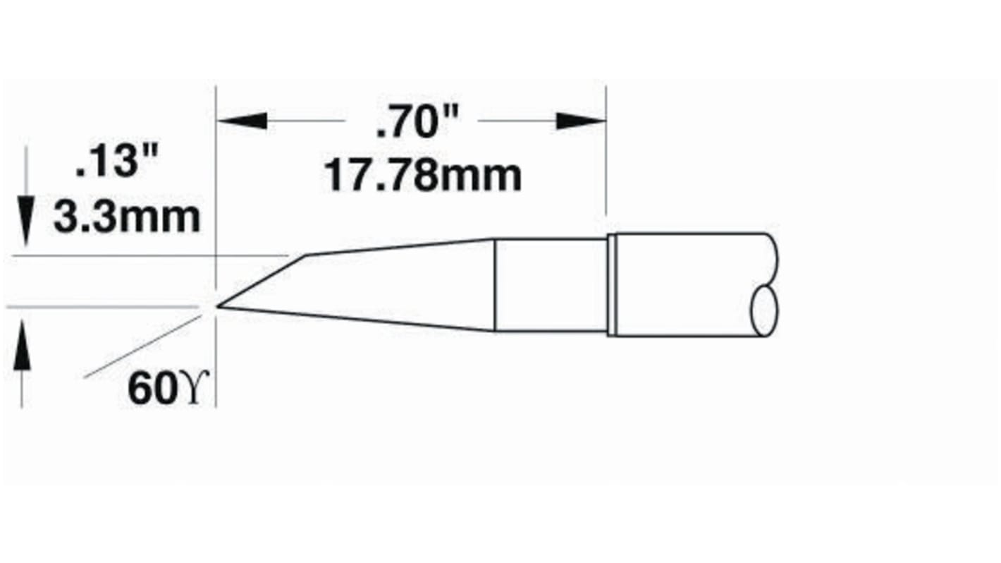 Punta de soldadura OK International, 3,3 mm, 60°, Recto