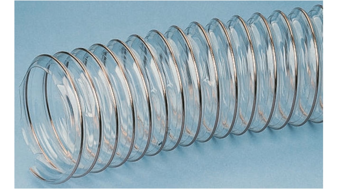 RS PRO Transparent PUR Reinforced Flexible Ducting, 5m, 24mm Bend Radius