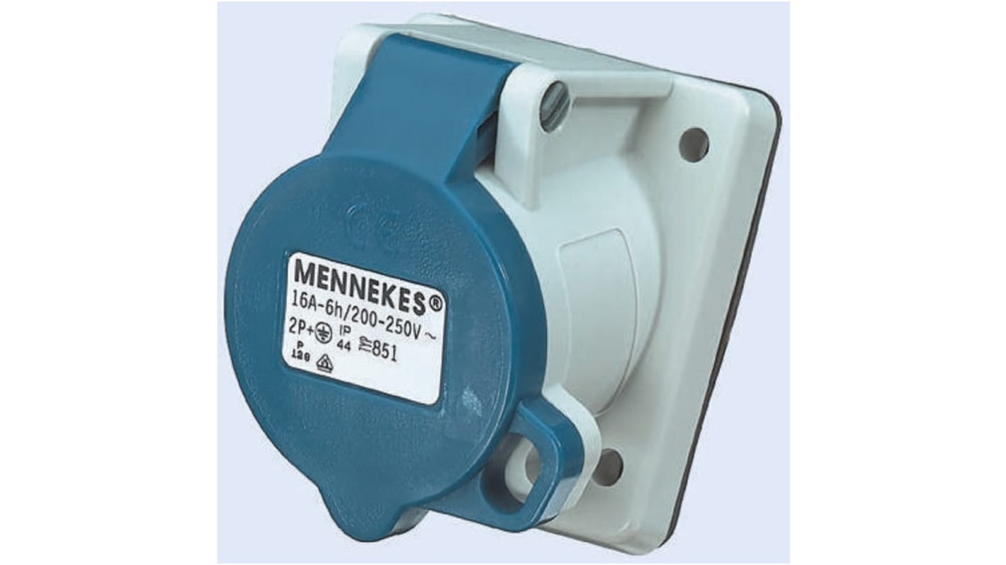 MENNEKES IP44 Red Panel Mount 3P 20 ° Industrial Power Socket, Rated At 16A, 230 V