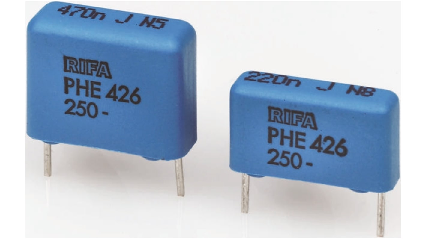 KEMET PHE426 Metallised Polypropylene Film Capacitor, 200 V ac, 400 V dc, ±5%, 2.2μF, Through Hole