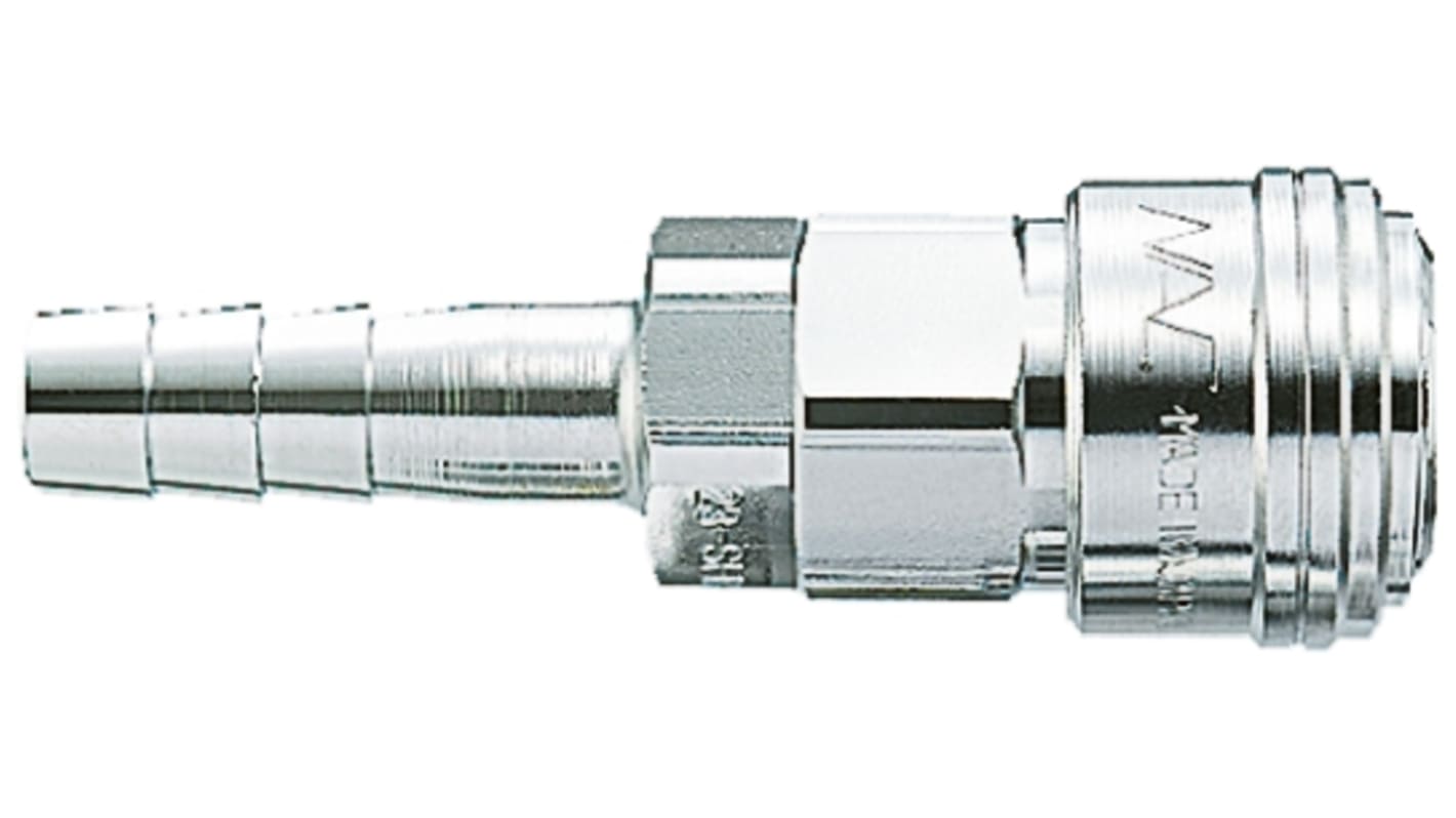 Nagahori Industry Steel Male Pneumatic Quick Connect Coupling, 3/8in Hose Barb