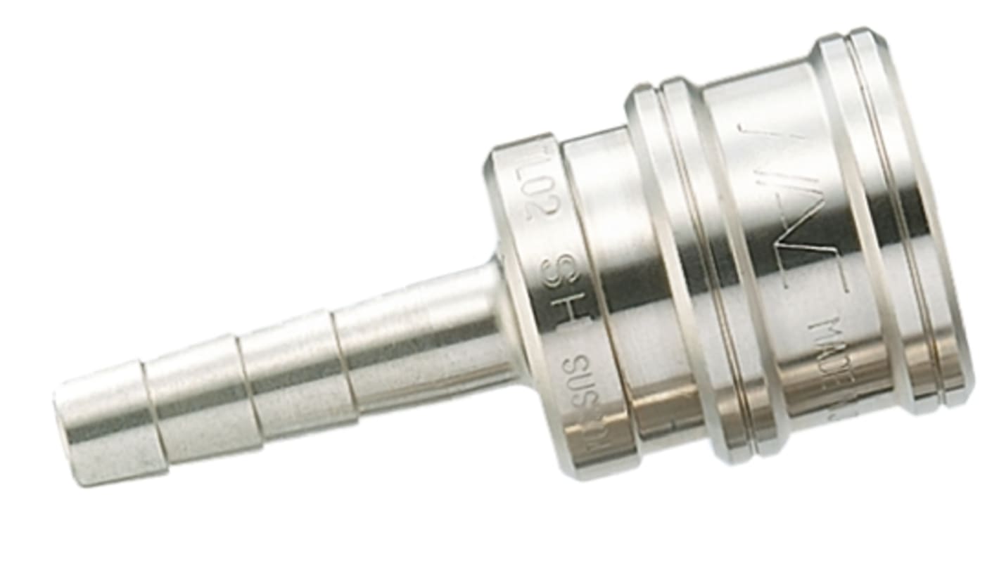 Nagahori Industry Stainless Steel Male Pneumatic Quick Connect Coupling, 1/4in Hose Barb