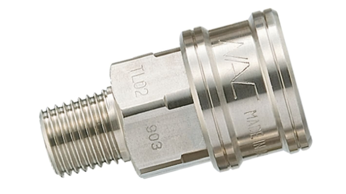 Nagahori Industry Stainless Steel Male Pneumatic Quick Connect Coupling, R 1/4 Male Threaded