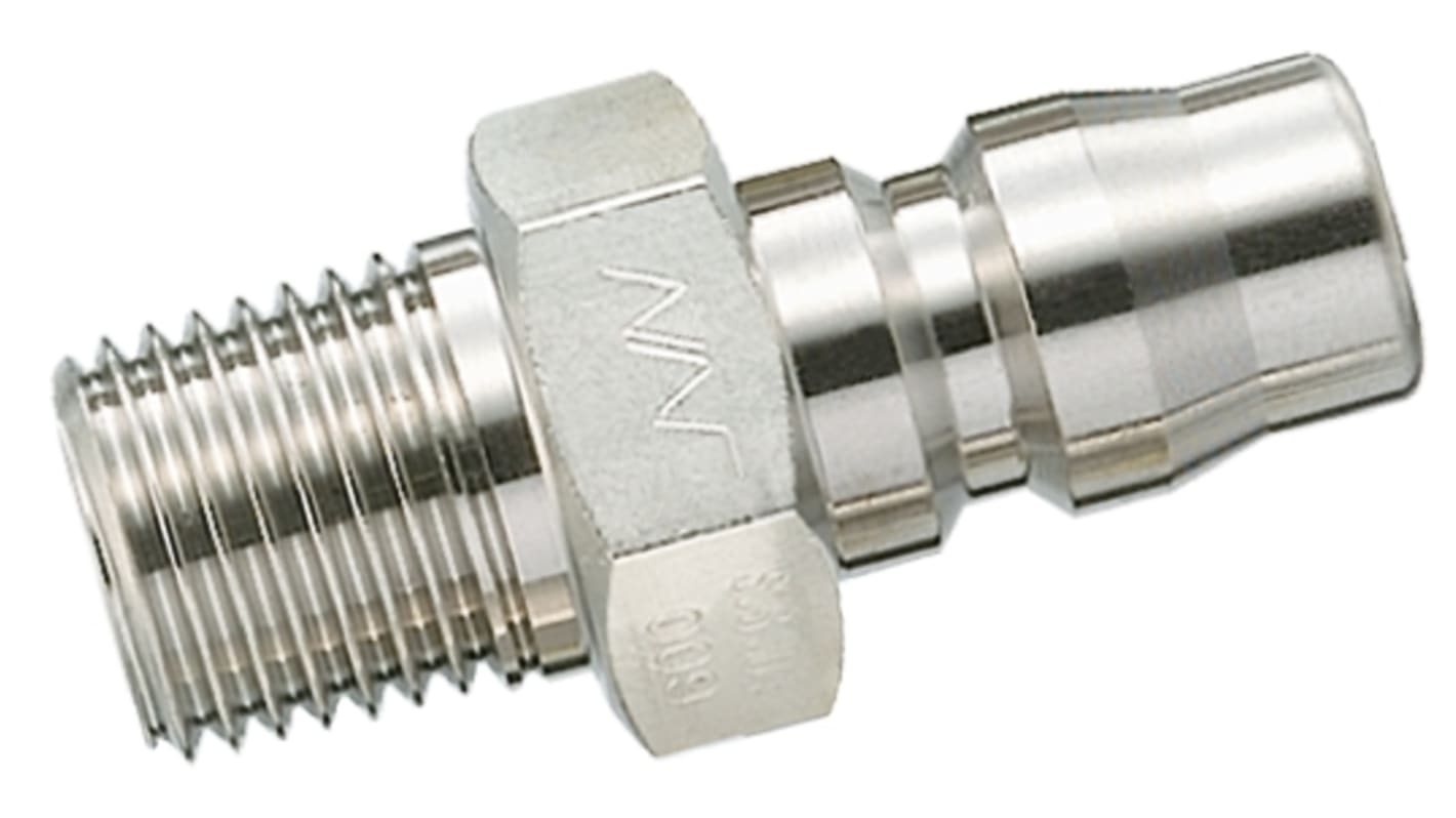 Nagahori Industry Stainless Steel Male Pneumatic Quick Connect Coupling, R 1/4 Male Threaded