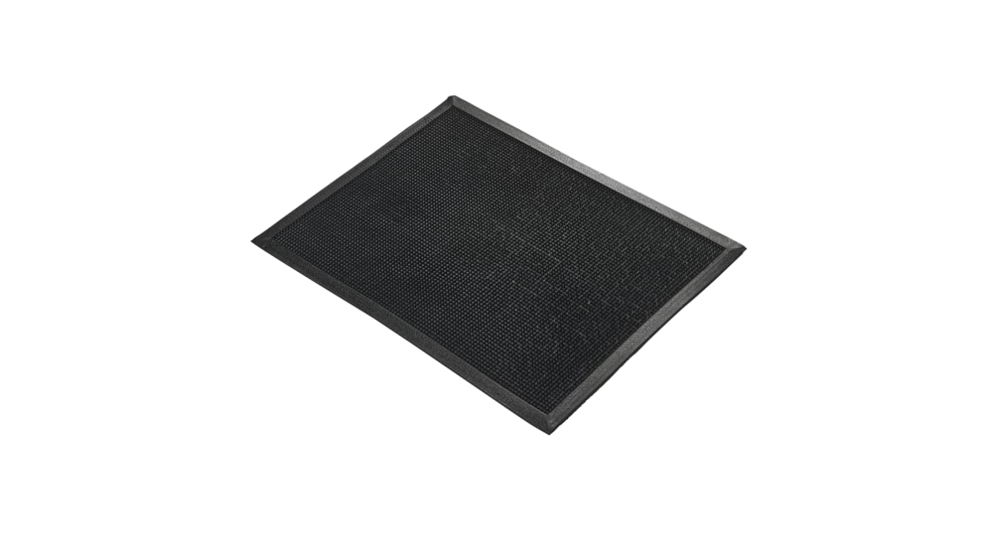 Alfombrilla de pasillo Coba Europe Fingertip para interior, exterior de Caucho Negro, 1m x 0.8m