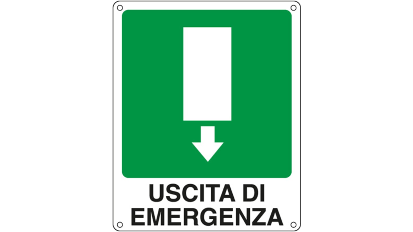 Segnale non illuminato per uscita di sicurezza Verde/Bianco, Uscita Di Emergenza, Italiano Uscita antincendio sotto